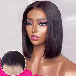 Synthetic Wigs Lace Wigs Wear Go Glueless Wig Lace Front Human Hair Wigs For Women 8-18 Inch Brazilian Straight Short Bob 13X4 Lace Frontal Real Wig 240329