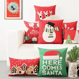 Pillow Decorative Throw Case Merry Christmas Happy Year Cute Cartoon Cover For Sofa Home Decoration Lumbar