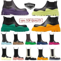 Tire Ankle Chelsea Boot Black Red Cruise Pink Black Gloss Acid Turquoise Tangerine Orange womens men Platform snow winter bootie shoes