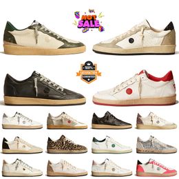 Wholesale Women Mens Designer Casual Ball Star Shoes Italy Brand Silver Leopard Pony Suede Leather Vintage Platform Sneakers Handmade Flat Sports Trainers 35-46