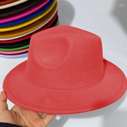 Berets Kid Boys Girls Wool Felt Cowboy Hat Classic Wide Brim Fedora Panama Cap Jazz Hats Fashion Clothes Accessories