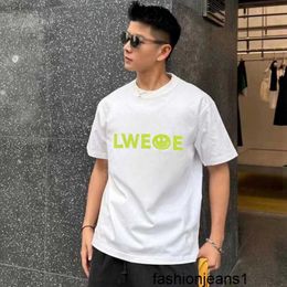 Designer The correct version of Luo Jia Summer Simple Smiling Face Tshirt for both men and women luxurious and trendy pure loose and versatile cotton short sleeves07A