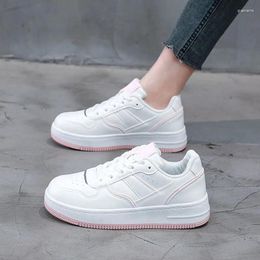 Casual Shoes Sneakers Women Solid Colour Lace-up Flat Bottom Small White Thick Soles Round Toe Woman Student Board