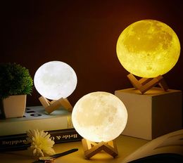 2022 3D Moon Lamp Starry Sky Light gadgets with Stand Romantic Night 315inch Painted Bedside Lamp Lover Birthday Thanksgiving4219289