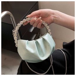 Hip Shoulder Bags Womens Bag Designer Handbags Tote Fashionable Small Popular Pleated Cloud Dinner With Diamond Inlaid Handheld Crossbody 240311