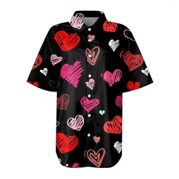 Women's Blouses Same Style Casual Loose Short-Sleeved Valentine'S Day Printed Shirt For Men And Women Plus Size 2024 Tops