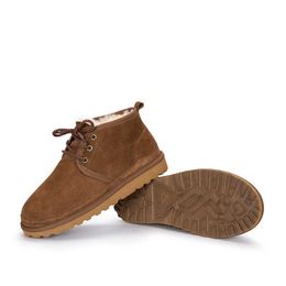 HBP Non-Brand NEW Style Basic Short Mini Winter Sheepskin Snow Boots Men Waterproof Natural Wool Fur Lined Ankle Warm Flat Shoes