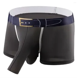 Underpants Ice Silk Elephant Trunk Panties Mens Comfort Breathable Underwear Bulge Pouch Boxer Briefs Shorts JJ Sleeve Boxers