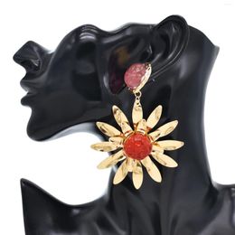 Dangle Earrings Bohojewelry Store Unique Design Fashion Metal Flower Two Tone Amethyst Crystal Women's Jewellery
