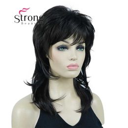 Synthetic Wigs Cosplay Wigs StrongBeauty Synthetic Wig Long Soft Fluffy Shag Black Highlighted Heat Resistant Hair Wigs 240328 240327