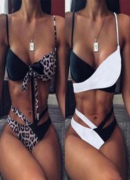 Women039s Swimwear Swimsuit Women Sexy Leopard Print Contrast Colour Bikini High Waist Gathered Wwimsuit Two Styles SXL2930174