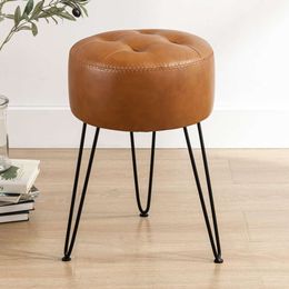 Modern Faux Leather Vanity Chair with Metal Legs