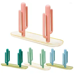 Kitchen Storage 3 Colors Large Capacity Chopsticks Holder Cactus Shape Upright Plastic Container Drain Drying Rack Accessories