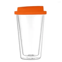 Wine Glasses Insulated Travel Mug Portable Coffee Glass Tumbler With Silicone Lid For Drinks Tea Milk