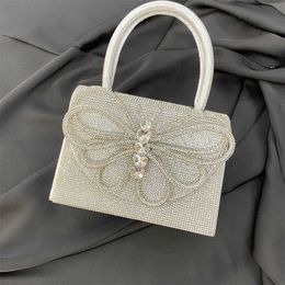 Top Shoulder Bags Silver Designer Bag Water Diamond Evening Bag Dress Wedding Banquet Designer Handbags Tote 240311