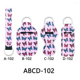 Keychains 4/12pcs Butterfly Pattern Keychain Charms Silver Colour Metal Keyring Rectangle Lipstick Hand Sanitzer Holder Women Key Chains