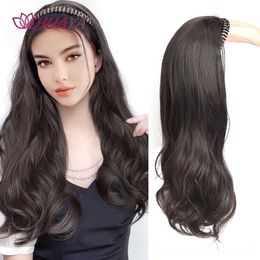 Synthetic Wigs Lace Wigs HUAYA Synthetic Headband Wig Natural Seamless Clip in Hair Long Wavy Womens Wig Natural Heat Resistant Half Wig 240328 240327