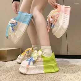 Casual Shoes 2024 Increase In Height For Women Girls Lucky Platform Vulcanized Ladies Colorful Round Head Female Lace Up S