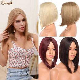 Synthetic Wigs S-noilite Synthetic 12inch Straight Bob Wig Middle Hairline Bob Hairstyle Short Wig Cosplay Wigs Hair For Women 9 Colour Afro Wig 240328 240327