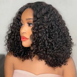 Synthetic Wigs Synthetic Wigs 13x4 Short Kinky Curly Bob Wig Transparent Lace Front Human Hair Wigs Glueless Wear And Go Deep Wave Lace Closure Wigs for Women 240329