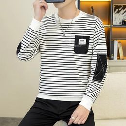 Men's Hoodies Casual 2024 Spring Autumn Striped Cotton Sweatshirts Hip Hop Streetwear Top Pullovers Youth Outdoor Loose Punk