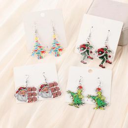 Dangle Earrings 1Pair ChristmasTree Drop Earring Creative Acrylic Santa Dinosour Fashion Jewelry For Woman Girl Holiday Birthday Gift