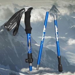 Sticks 2PCS Trekking Pole 7075 Aluminium Alloy Outer Lock 5Section Telescopic Folding Pole Hiking Climbing Outdoor Walking Stick