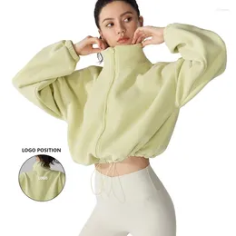 Active Shirts Warm And Comfortable Yoga Sweatshirt With Stand Collar For Women Loose-fit Top Added Warmth