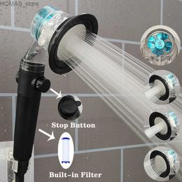 Bathroom Shower Heads High Pressure Large Flow Shower Head 3 Modes Fan Spray Nozzle Massage Rainfall Filter Pressurized Shower Bathroom Accessories Y240319