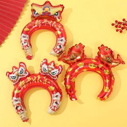 Party Decoration 6pcs Chinese Red Headband Balloons For 2024 Year Decor The Spring Festival Supplies Gift Kids