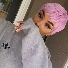 Synthetic Wigs BeiSDWig Synthetic Short Pixie Cut Wigs for Black/White Women Natural Pink Hair Wig Short Pixie Cut Hairstyles for Women 240328 240327