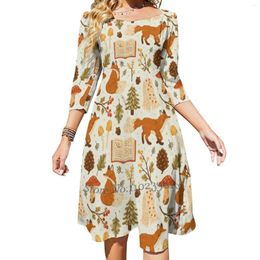 Casual Dresses Cosy Winter Woodland Sweetheart Knot Flared Dress Fashion Design Large Size Loose Forest Botanical