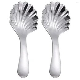 Spoons 2 Pcs Teaspoon Stainless Dessert Cake Compact Scoop Ladle Small For Handle Stirring Short