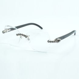 Micro cut fashionable transparent lenses with Bouquet diamond 8300817 with natural black or white buffalo horn leg size 18-140 mm