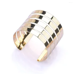 Bangle 2024 Fashion Simple Metal Alloy Open Women Gold Silver Colour Punk Statement Rock Bracelets Bangles Jewellery