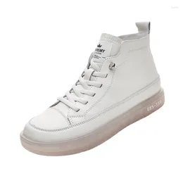 Casual Shoes Women Genuine Leather Sneakers Spring High-top Autumn First Layer Cowhide Ladies High Top Vulcanised Trainers