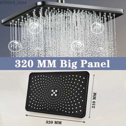 Bathroom Shower Heads Black Large Flow Supercharge Ceiling Mounted Showerhead 360 Rotation Abs Thicken High Pressure Big Rainfall Bathroom Shower Head Y240319