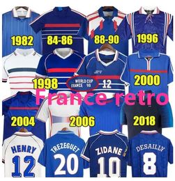 1998 france retro soccer jerseys 88 90 96 98 00 02 04 06 ZIDANE HENRY MAILLOT DE FOOT POGBA football shirt REZEGUET DESAILLY french club Classic Vintage Jersey