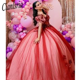 Burgundy Quinceanera Dresses Sweetheart Detached Sleeves Applique Court Train Birthday Party Gowns Vestidos De 15 Anos