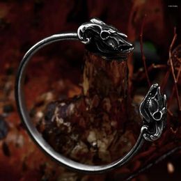 Bangle Vintage Creative Skull Goat Head Bracelets For Men Punk Gothic Stainless Steel Animal Open Fashion Jewelry Gift Wholesale
