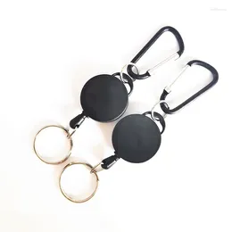 Keychains Keychain Retractable Keyring Extendable Metal Wire 60cm Clip Pull Key Ring Anti Lost ID Card Holder Chain