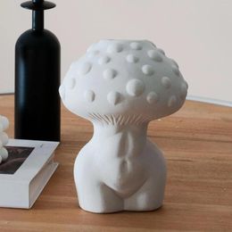 Vases Mushroom Lady Body Vase Planter Ceramic Elegant Smooth Crafts Flower Pot For Bookshelf Table Office Living Room