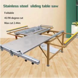 Joiners Mini Woodworking Precision Table Panel Saw with Main Saw and Scoring Saw Wood Cutting Hine Kit Stainless Steel Sliding Table
