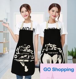 Classic Cotton and Linen Printing Creative European and American Simple Black and White Color Printing Apron Factory Direct Supply Wholesale