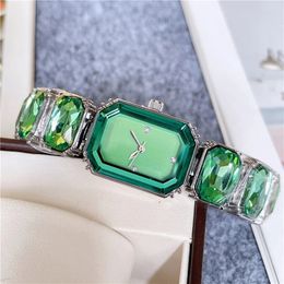 Fashion Brand Wrist Watches Women Girl Colourful Gems Style Steel Metal Band Clock S72 240305