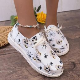 Casual Shoes Large Size Women's Halloween Pumpkin Printing Sneakers Fashion Women Breathable Flat Canvas Zapatillas Mujer