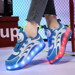 Shoes Boys and Girls LED Colour Glitter Skate Shoes USB Rechargeable Small 4 Wheels Light Up Kids Sports Roller Skates