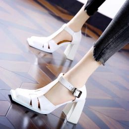 Sandals Square Toe High Heels Women Sandals Chunky Shoes Summer 2023 New Designer Sexy Party Shoes Dress Pumps Platform Wedding Zapatos