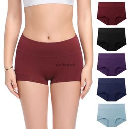 Women's Panties Molasus Women Cotton Boy Shorts Seamless Comfortable Ladies High Waist Panties Full Coverage Stretch Underwear 5pc/Set Plus Size 240319