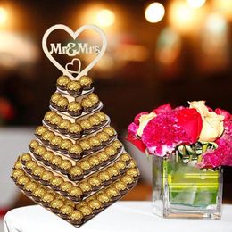 Party Decoration Wooden Chocolate Display Stand 3D Dessert Wedding Heart Tree Tower Shelf For Bride To Be Engagement Anniversary Decor